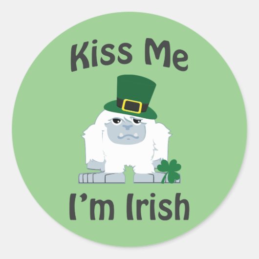 Sticker Rond Embrasse-moi Je suis Irish Yeti (Devant)