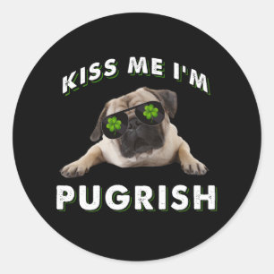 Sticker Rond Embrasse-moi, je suis Pugrish