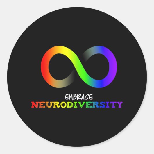 Sticker Rond Embrasser la neurodiversité Autisme TSA TDAH arc-e (Devant)