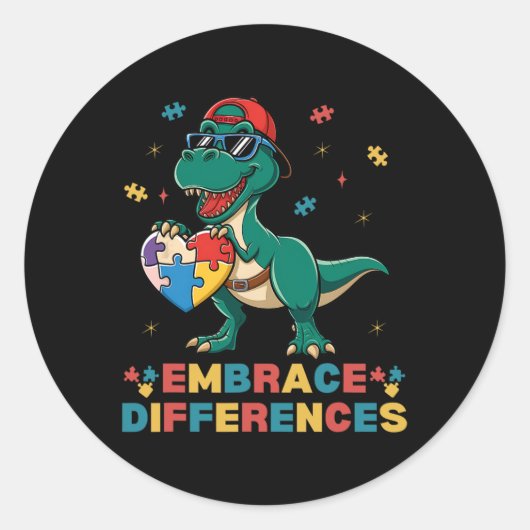 Sticker Rond Embrasser les différences Sensibilisation sur l'au (Devant)