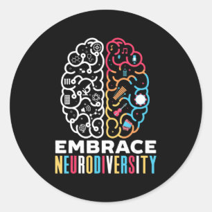 Sticker Rond Embrassez la conception de la neurodiversité pour 
