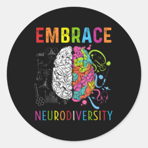 Sticker Rond Embrassez La Neurodiversité Cerveau Embrassez L'Au