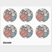 Sticker Rond Embrassez L'Impression Et Le Motif Coeur (Feuille)