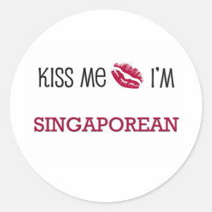 Sticker Rond Embrassez-moi que je suis SINGAPOURIEN