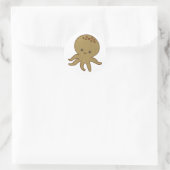 Sticker Rond Embroderie de caricature octopus mignonne Imprimer (Sac)