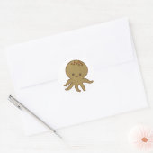 Sticker Rond Embroderie de caricature octopus mignonne Imprimer (Enveloppe)