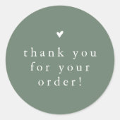 Sticker Rond EMELIA Moderne Merci Vert Sage Olive À Commande (Devant)