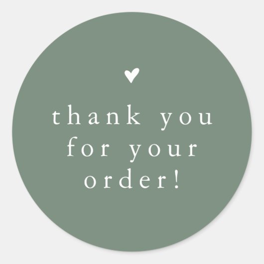 Sticker Rond EMELIA Moderne Merci Vert Sage Olive À Commande (Devant)