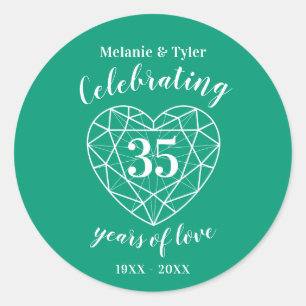 Sticker Rond Emerald anniversaire 35 ans d'autocollants d'amour