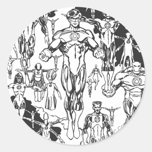 Sticker Rond Emerald Dawn, noir et blanc (Devant)