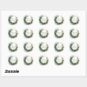 Sticker Rond Emerald Green and Gold Floral Frame Wedding (Feuille)