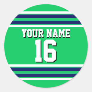 Sticker Rond Emerald Green avec Navy White Stripes Team Jersey
