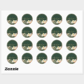 Sticker Rond Emerald Green Boho Floral Mariage (Feuille)