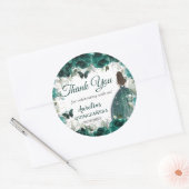 Sticker Rond Emerald Green Butterflies Princess Silver (Enveloppe)