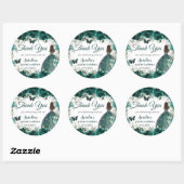 Sticker Rond Emerald Green Butterflies Princess Silver (Feuille)