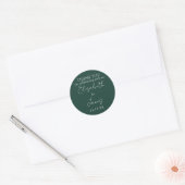 Sticker Rond Emerald Green Élégant Script Mariage Merci (Enveloppe)