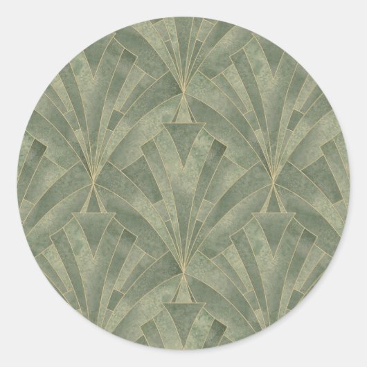 Sticker Rond Emerald Green et Gold Art déco Motif (Devant)
