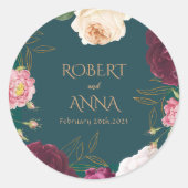 Sticker Rond Emerald Green et or Floral Mariage (Devant)