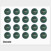 Sticker Rond Emerald Green & Faux Gold Tarot Mariage céleste (Feuille)