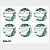 Sticker Rond Emerald Green Floral Brown Princess Butterflies (Feuille)