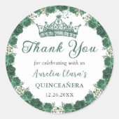 Sticker Rond Emerald Green Floral Quinceañera (Devant)