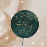 Sticker Rond Emerald Green & Gold Botanical Mariage élégant<br><div class="desc">Émeraude Green & Gold Botanical Élégant Mariage Classic Round Sticker</div>