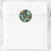 Sticker Rond Emerald Green & Gold Marble Look Mariage Glam (Sac)