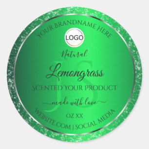 Sticker Rond Emerald Green Logo Initiales Parties scintillant É