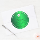 Sticker Rond Emerald Green Logo Initiales Parties scintillant É (Enveloppe)