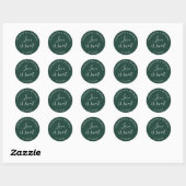 Sticker Rond Emerald Green Love Est Un Mariage Sucré Faveur (Feuille)