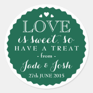 Sticker Rond Emerald Green Love is Sweet Bottle Style Casquette
