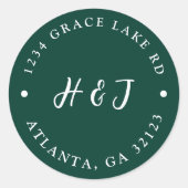 Sticker Rond Emerald Green Mariage Adresse de retour (Devant)