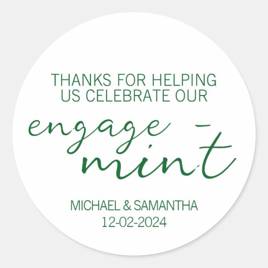 Sticker Rond Emerald Green Mint Engagement Thank You (Devant)