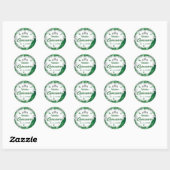 Sticker Rond Emerald Green Parties scintillant argenté Floral Q (Feuille)