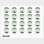 Sticker Rond Emerald Green Roses et Eucalytus Nom et adresse (Feuille)