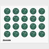 Sticker Rond Emerald Green Typographie Mariage forestier (Feuille)