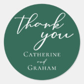 Sticker Rond Emerald Green Typographie Mariage forestier (Devant)