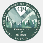 Sticker Rond Emerald Greenery Mountain Mariage d'aventure (Devant)