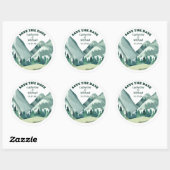 Sticker Rond Emerald Greenery Mountain Pine Rustic Mariage (Feuille)