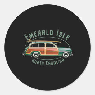 Sticker Rond Emerald Isle Caroline du Nord Surf vintage
