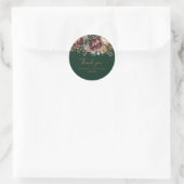 Sticker Rond Emerald vert Aquarelle Mariage floral Thankyou (Sac)