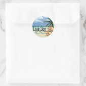 Sticker Rond Emerald Waters Tropical Beach (Sac)