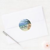 Sticker Rond Emerald Waters Tropical Beach (Enveloppe)