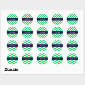 Sticker Rond Emerald White LG Chevron Nom bleu de la marine Mon (Feuille)