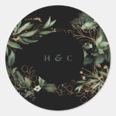 Sticker Rond Émeraude botanique Premium or Eucalyptus vert (Devant)