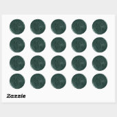 Sticker Rond Émeraude collant vert cire avec initiales (Feuille)
