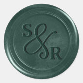 Sticker Rond Émeraude collant vert cire avec initiales (Devant)