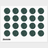 Sticker Rond Émeraude collant vert cire avec initiales (Feuille)