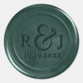 Sticker Rond Émeraude collant vert cire avec initiales (Devant)