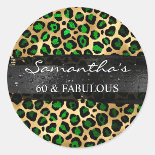 Sticker Rond Emeraude et Léopard en feuille d'or 60 & Fabuleux